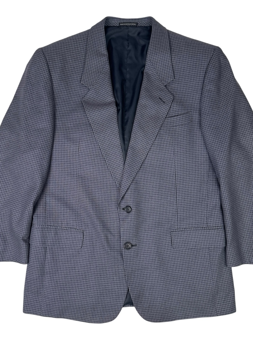 Vintage Pierre Balmain 100% Silk Sport Coat Blazer Mens 42R Check Blue 90s